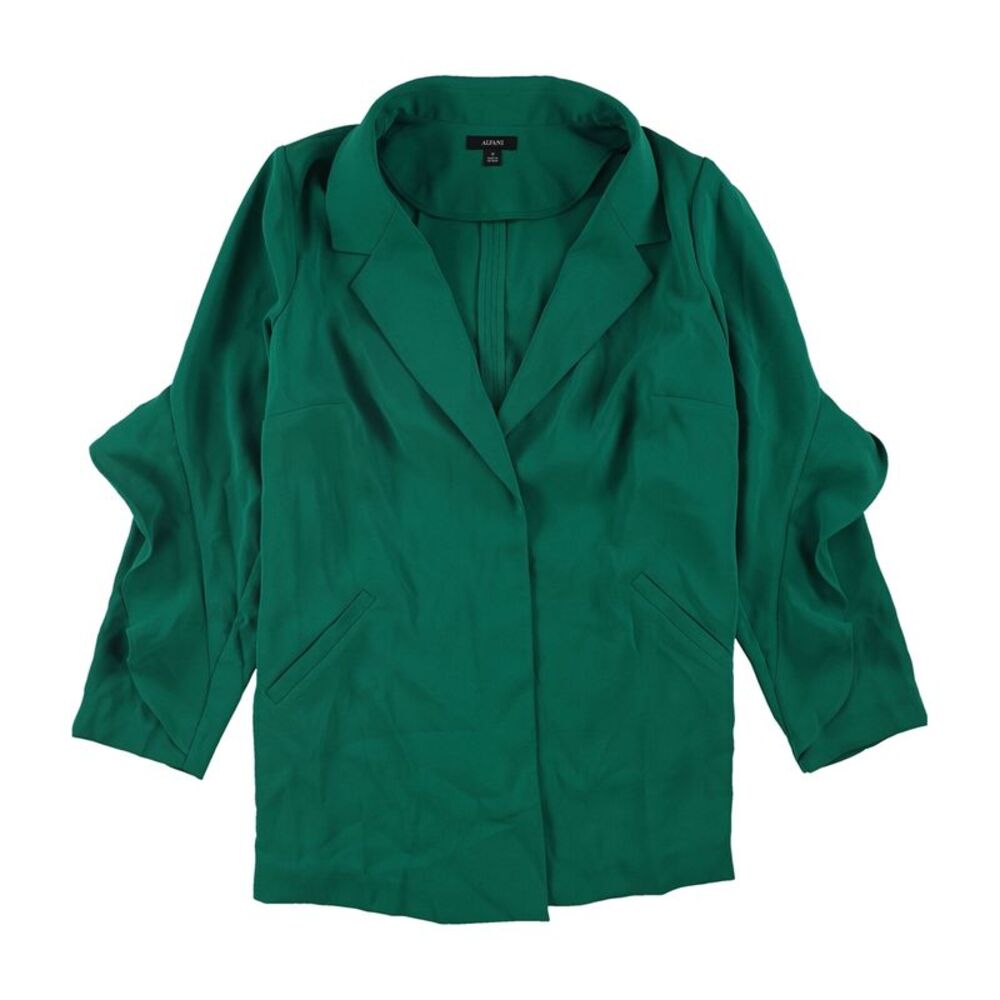 Alfani Womens Flounce Jacket, Green, M, DM